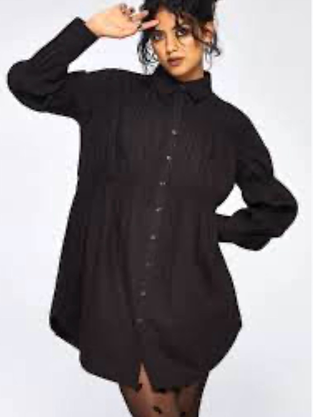 Disturbia Incantation Black Cotton Smocked Mini Babydoll Shirt Dress Size XL
